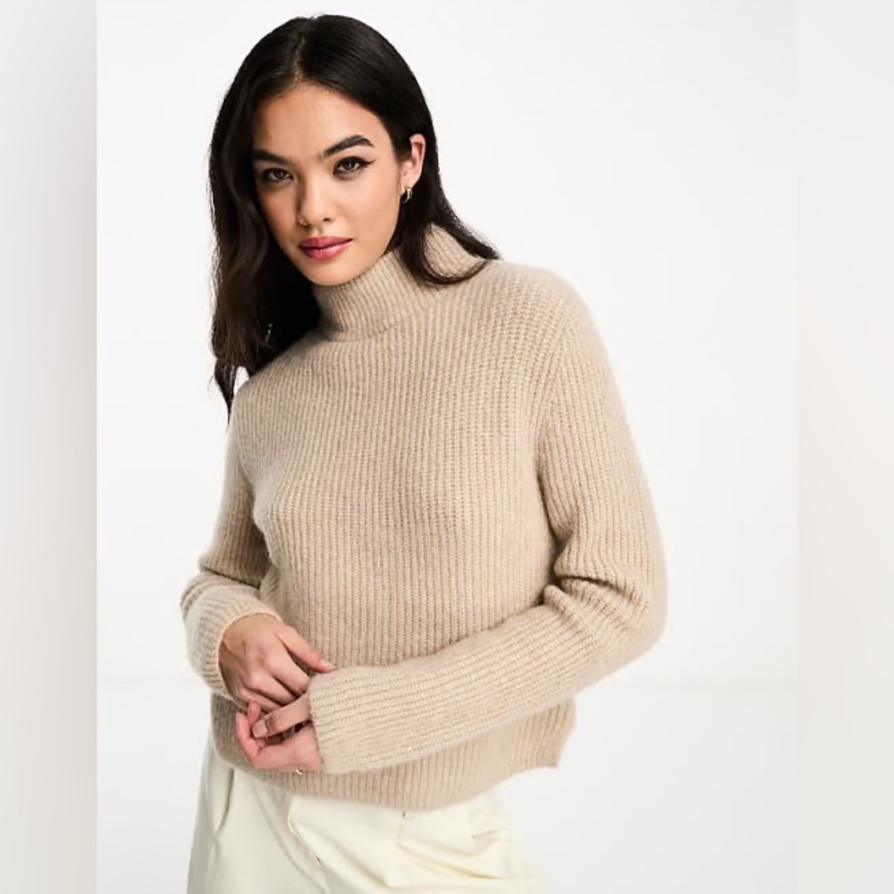 & Other Stories Crop Sweater Alpaca Wool Blend Tan Womens‎ Ribbed Size XS